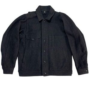 Vintage 80s C.C. Filson Style 82 Black Sz M Mackinaw Wool Snap Coat Jacket USA
